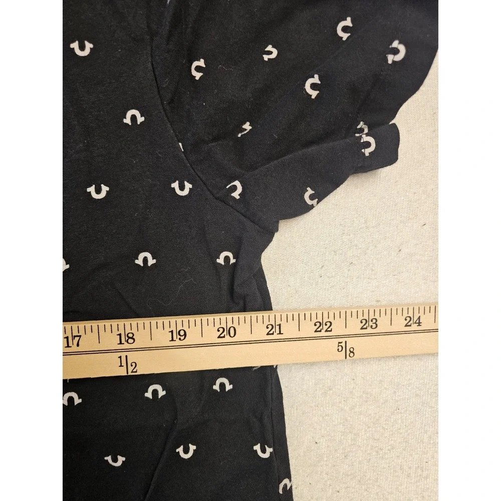 True Religion Mens Black Horseshoe‎ All Over Print T-Shirt XL 700159